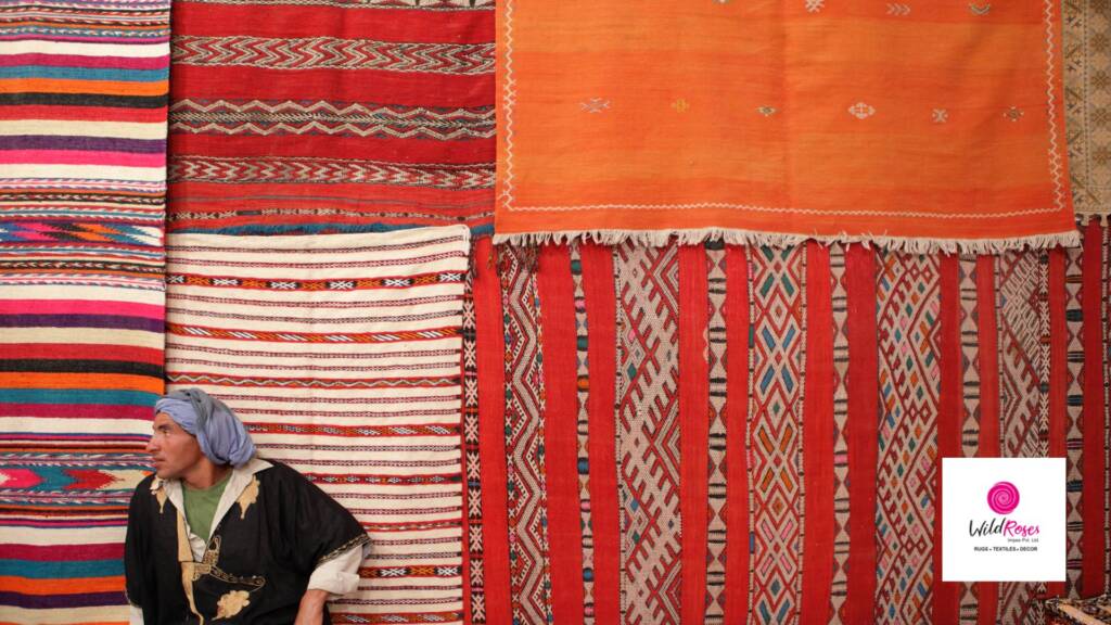 Different types of rugs including hand-knotted, hand-tufted, and machine-made rugs.